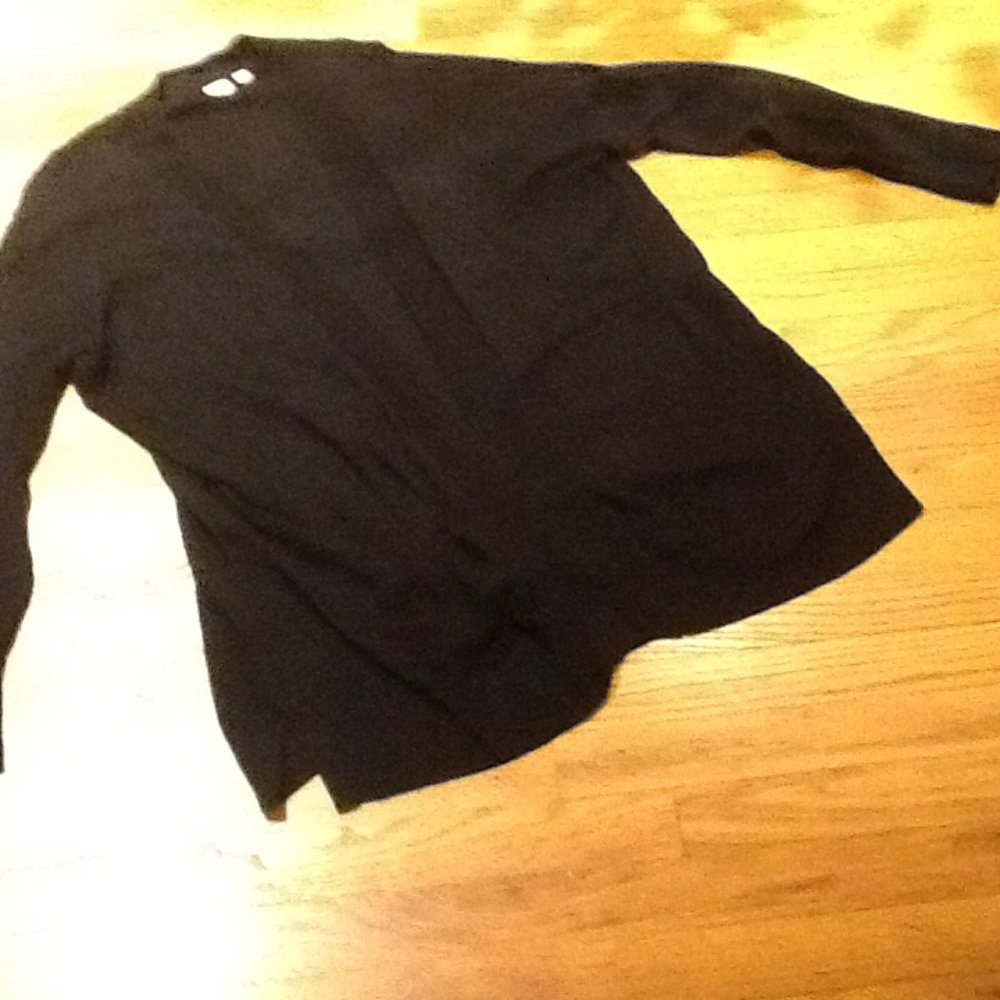 Black Ribbed Lightweight Buttonless Cardigan - image 3